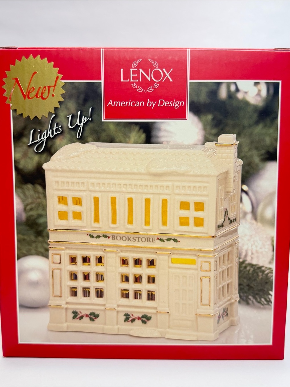 Lenox Christmas Village Bookstore 5.5” Lights Up #831613 Sealed New In Box